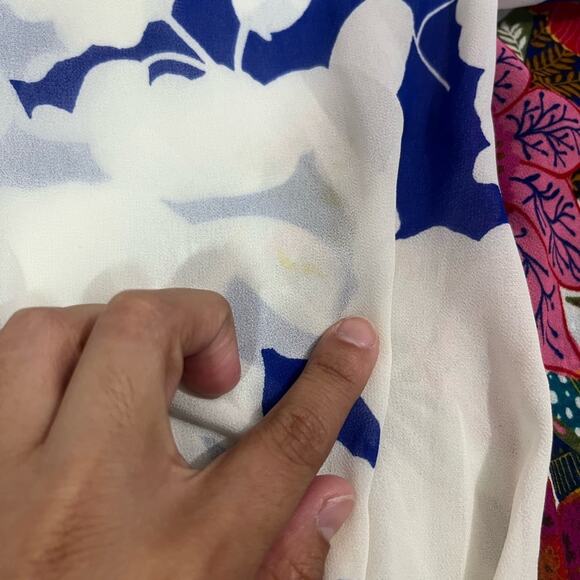 Rose + Olive Animal Floral Paisley Print Sheer Long Sleeve Collared Blouse M - Picture 5 of 9